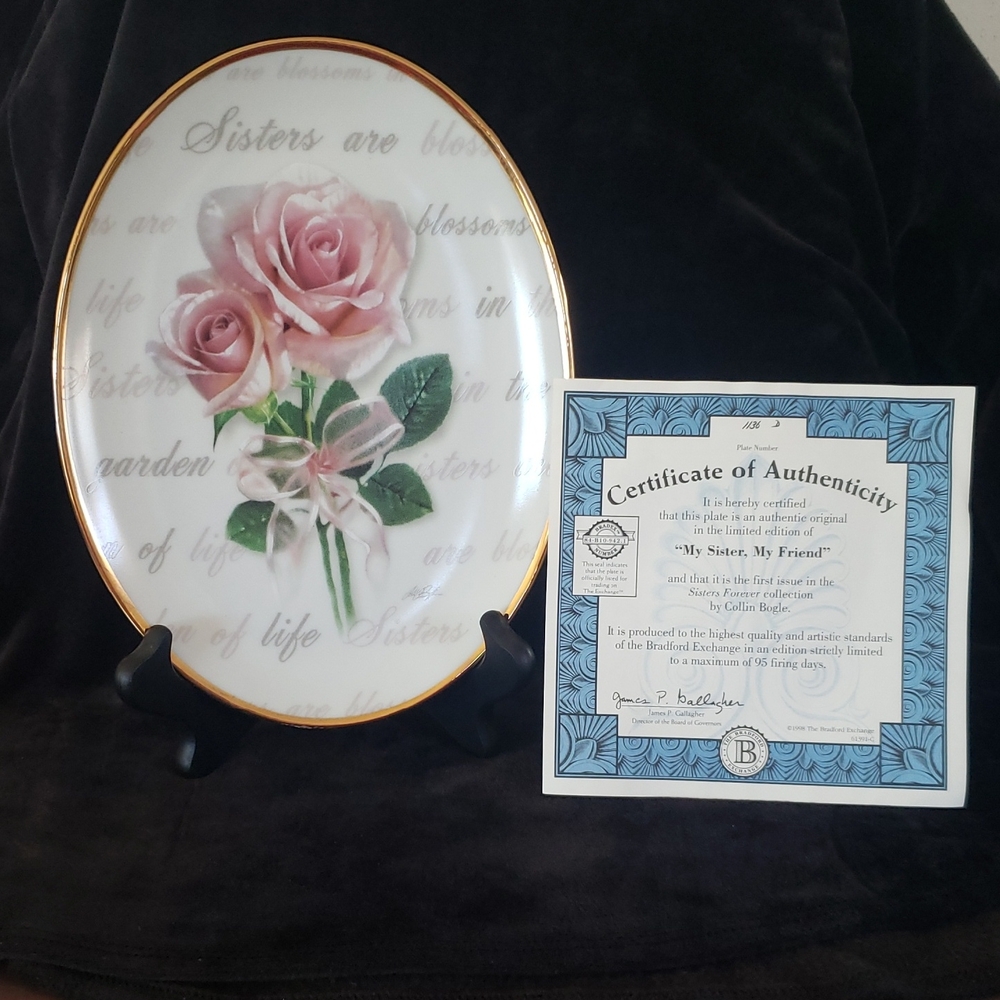 Vintage 1998 Bradford Exchange "My Sister, My Friend" Decorative Plate w/COA